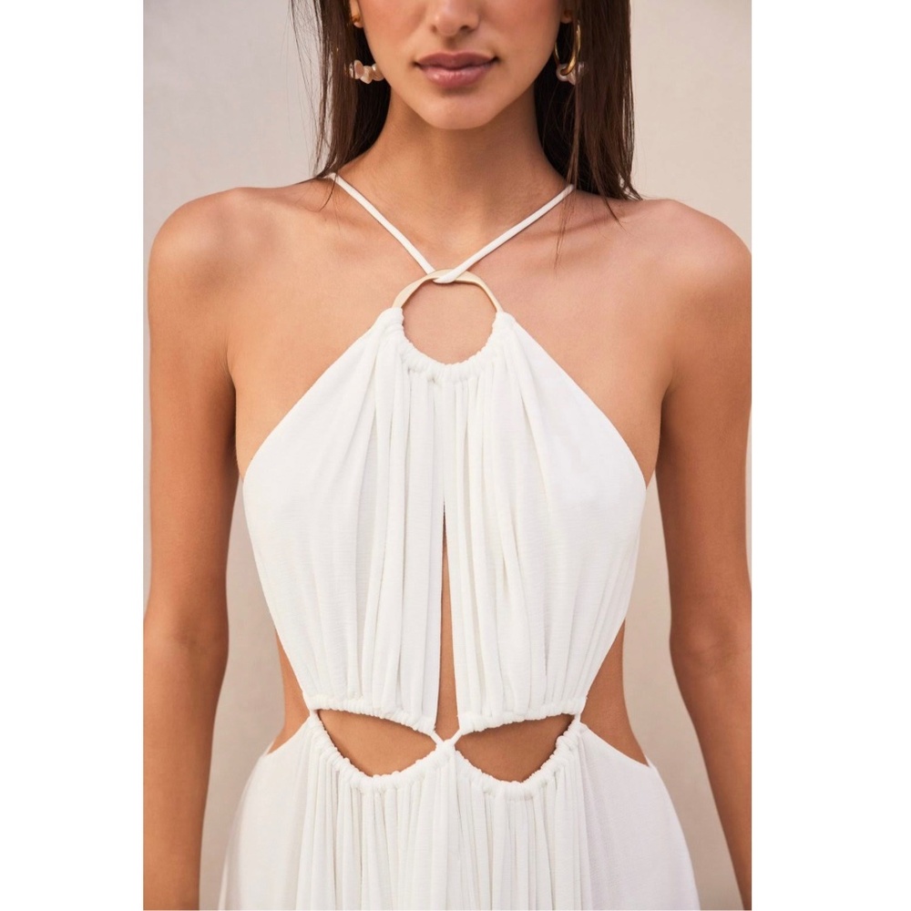 Cult Gaia Aphrodite Silk Cut-Out Off-White Halterneck Maxi Gown / Dress size M - Picture 13 of 16